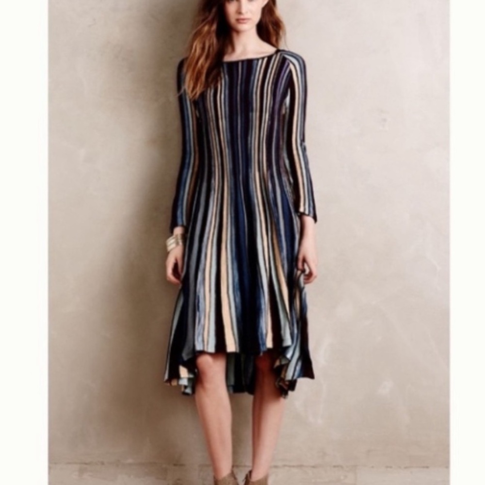 Moth x Anthropologie Knit Sweater Long Sleeve Midi Dress Boho Bohemian Crochet
